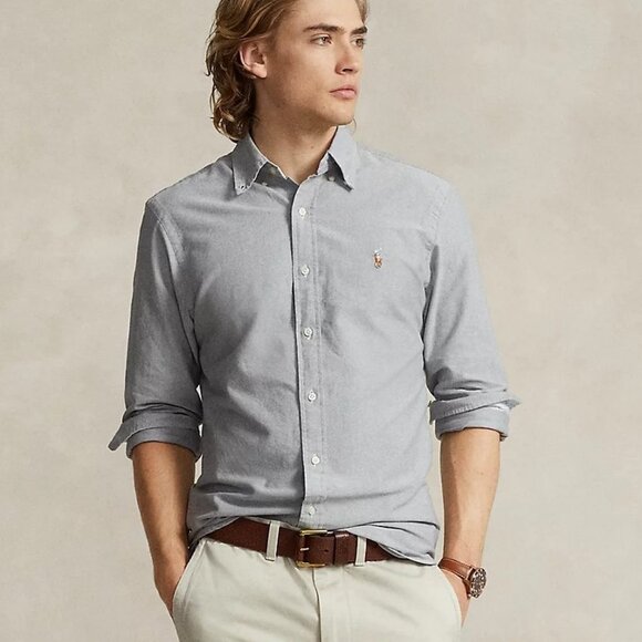 RALPH LAUREN The Iconic Oxford Shirt Button Down Classic Fit Slate SZ 15.5/33